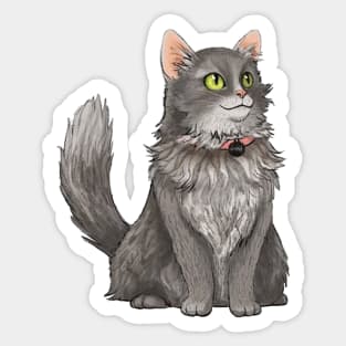 Fluffy Grey Cat Pet Portrait Sticker